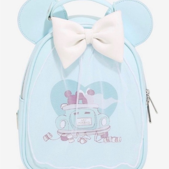Loungefly Just Married Wedding Mini Backpack Mickey Minnie Mouse Bag - Picture 2 of 5